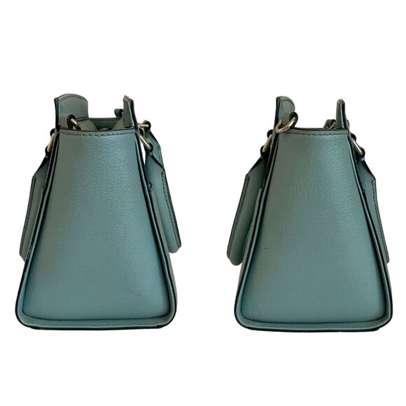 Kate Spade Medium Satchel Crossbody Bag Muted Teal Leather Preowned - Picture 4 of 11